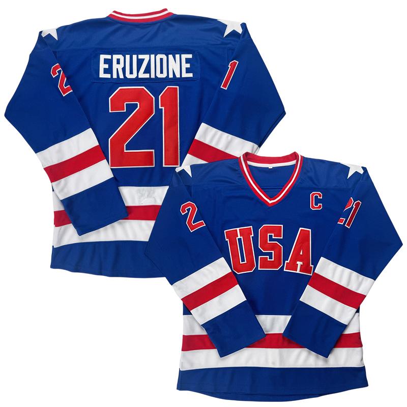 USA 1980 Miracle on Ice Olympic 90s Hockey Jersey O'CALLAHAN #17 ERUZIONE #21 CRAIG #30 Team lce Stitched Lettersand Numbers large size S-3XL white blue Outdoor sportswear vintage style match day sweatshirt Winter Olympics fan merchandise