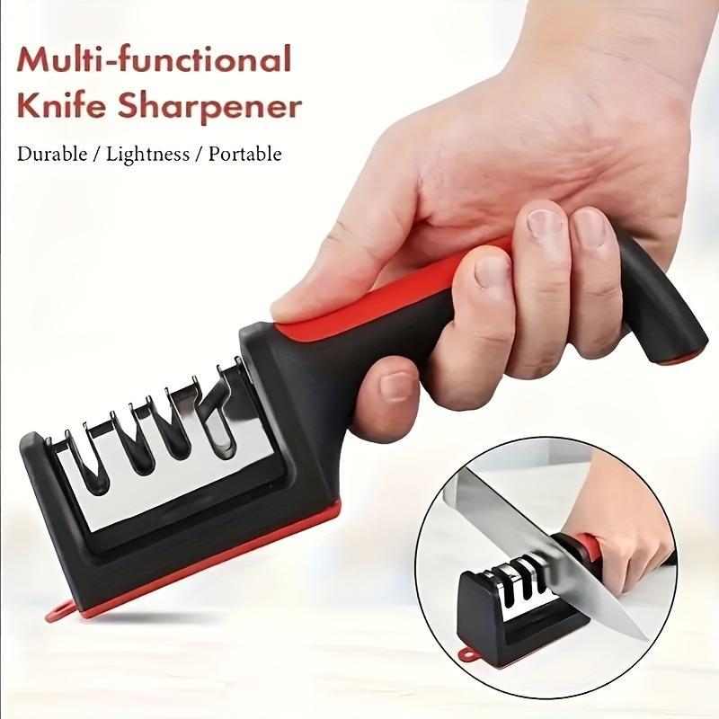 Stainless Steel Knife Sharpener, 1 Count Multifunctional 3/4-stage Knife Sharpening Tool, Household Kitchen Knife Sharpener, Kitchen Accessories, Kitchenware