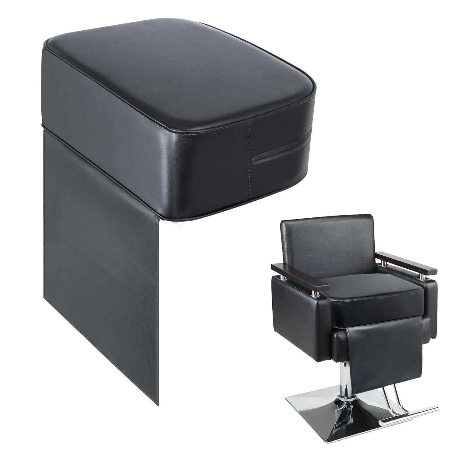 Salon Barber Booster Seat Cushion for Kids Hair Cutting Salon Leather Pads, Boat Booster seat Cushion, Salon Styling Chair Seat Booster, Barber Beauty Salon Spa Equipment Black
