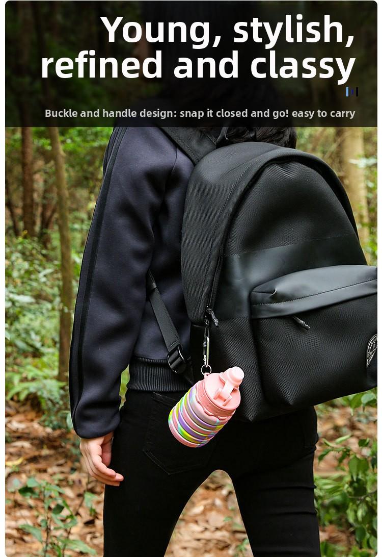 Foldable silicone water bottle, portable water cup, outdoor sports water cup suitable for travel, mountaineering, sports fitness, camping, travel cup