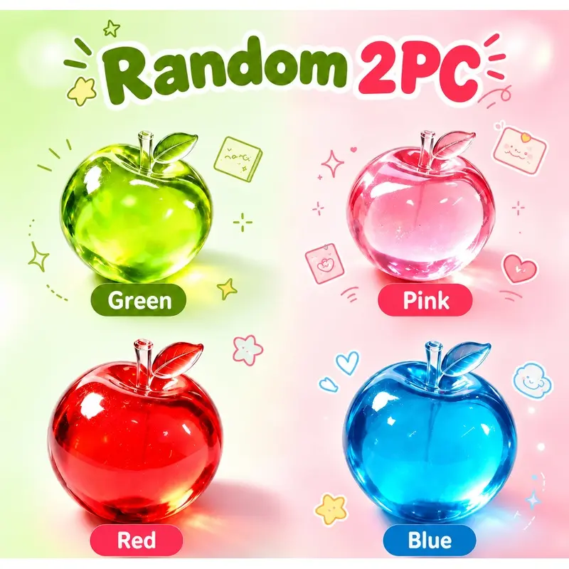 4 Colors Transparent Crystal Apple Squishy Toy, Cute Squishies, Slow Rising Jelly Squeeze Fidget Toy, Glitter Clear Apple Stress Relief Toy, Aesthetic Desktop Ornament, Birthday Holiday Gift for Adults Kids