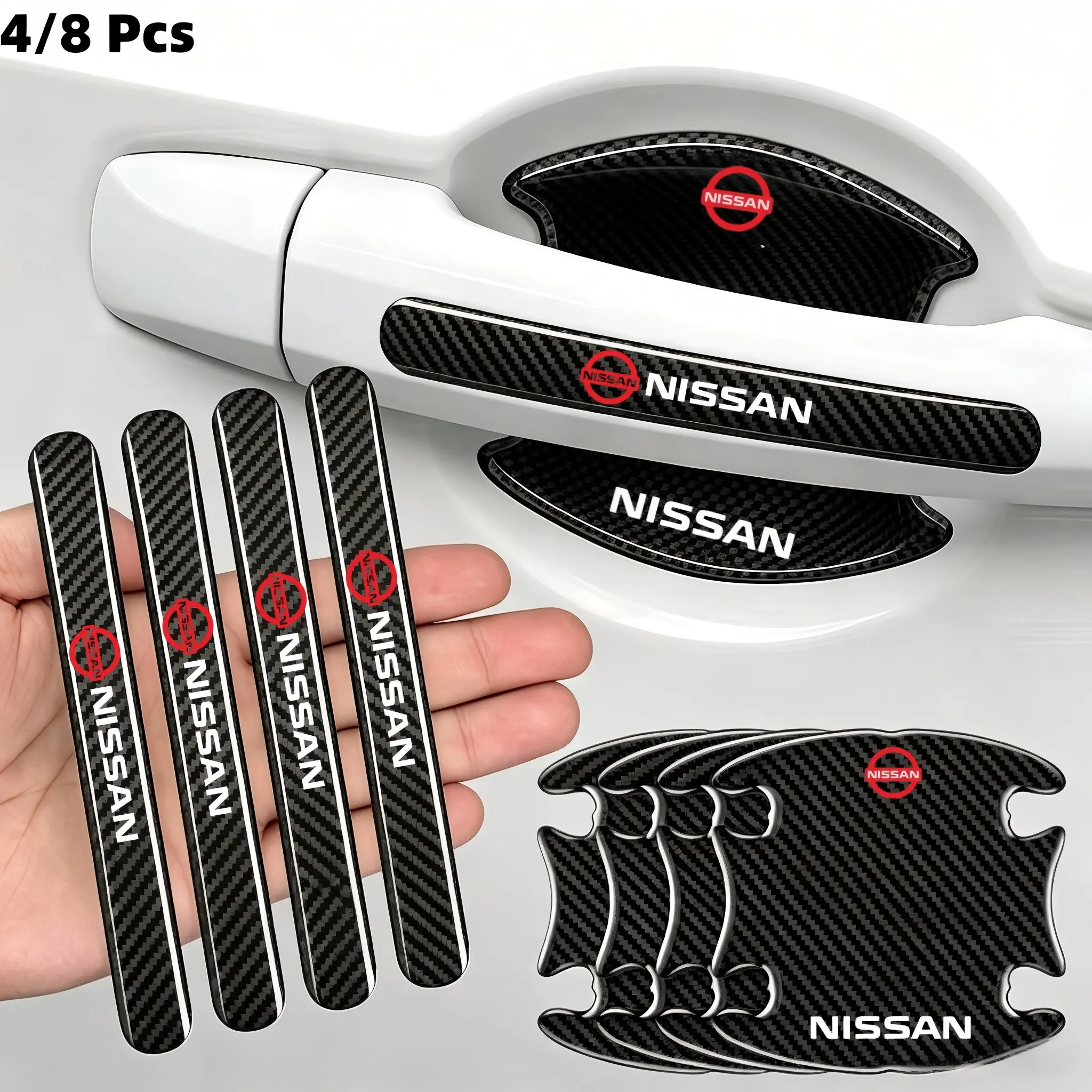 4/8 Pcs Car Door Handle Scratch Guard Stickers, Universal Fit Nissan Models, Paint Protection Film, Auto Accessories, Stickers for Cars