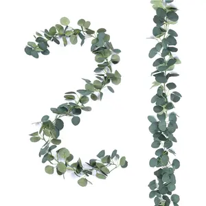 2M/6.5FT Artificial Eucalyptus Garland with Willow Leaves Fake Vines for Wedding Arch Aesthetic Home Decor