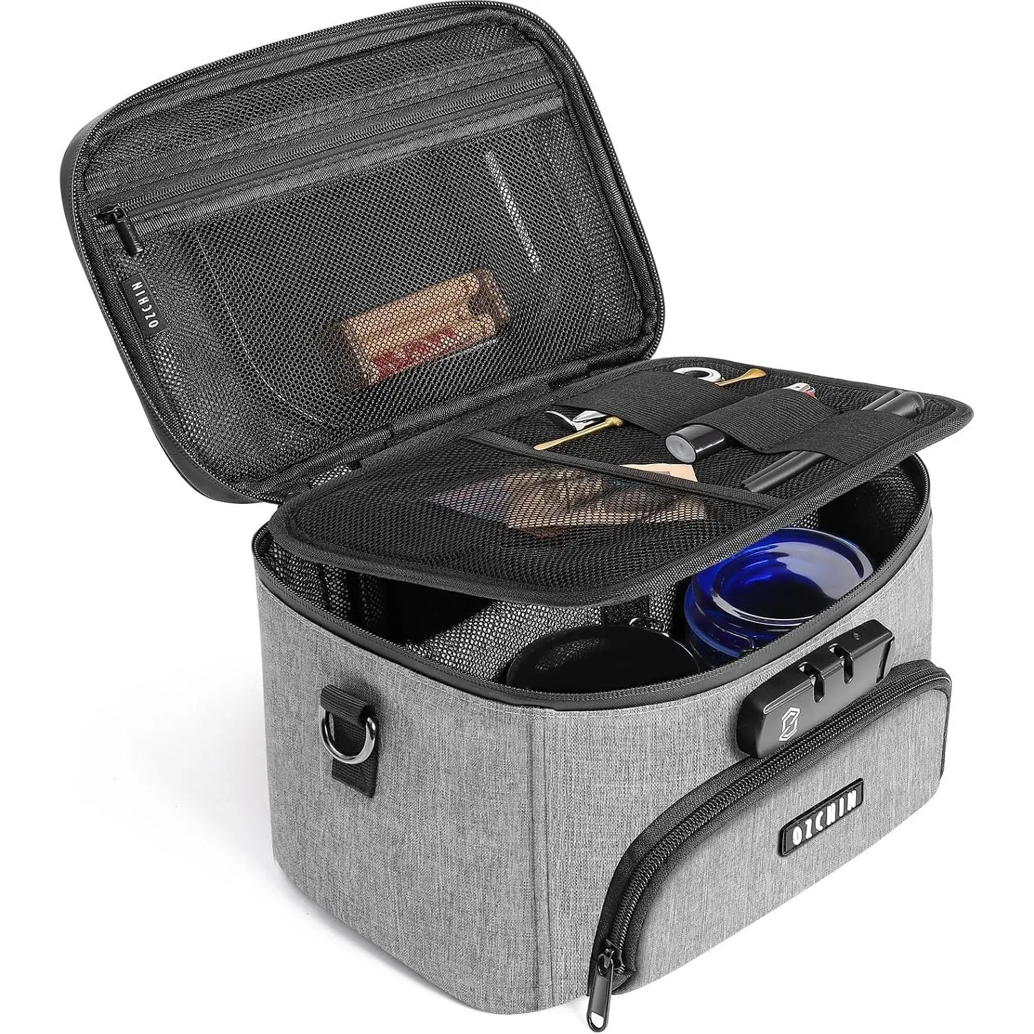 Smell Bag with Combination Lock, Smell Box Activated Carbon Fiber Smoking Accessories, Smell Container, Great Gifts for Father’s Day, Odor Bag(Grey)