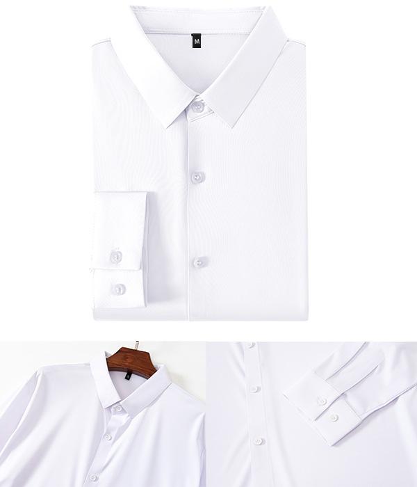 [Seamless & High-Stretch] Cross-Border Bestseller: Men's Solid-Color 4-Way Stretch Shirt - Non-Iron, Wrinkle-Resistant, European Sizing (Business Casual)