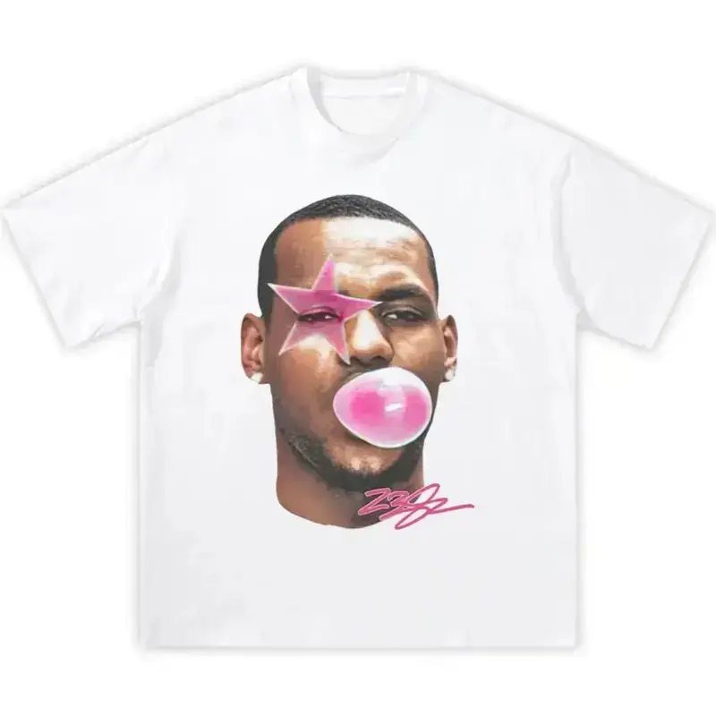 Bubble Gum Pink Tee – LeBron James Vintage-Inspired Y2K Shirt| Boxy Opium Style Streetwear Unisex Fit Summer Crewneck Casual Maternity........