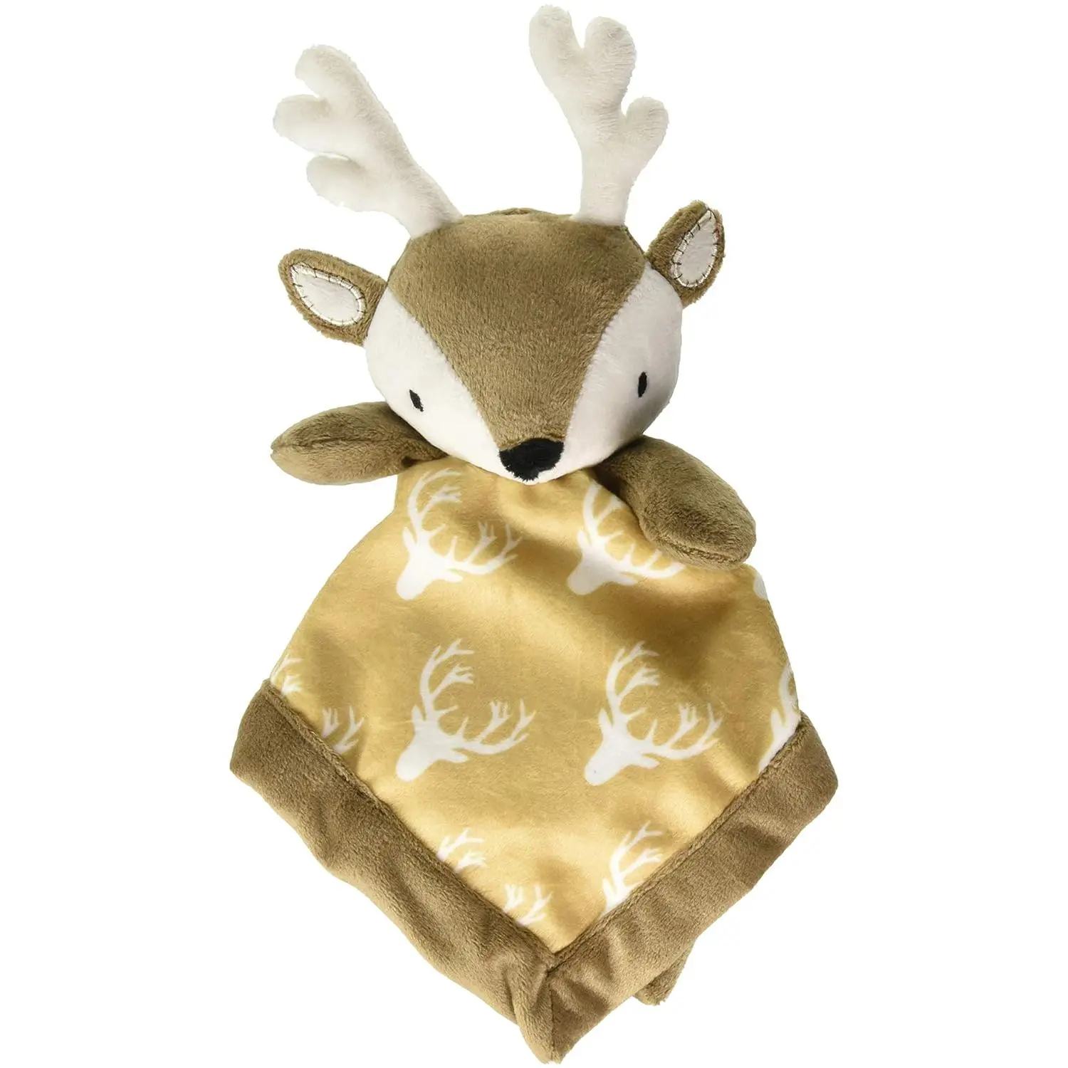 Unisex Deer Shape Baby Security Blanket - Soft Plush Lovey - Tan, Taupe, Brown - Indoor Recreation Nursery Gift, Cozy Look