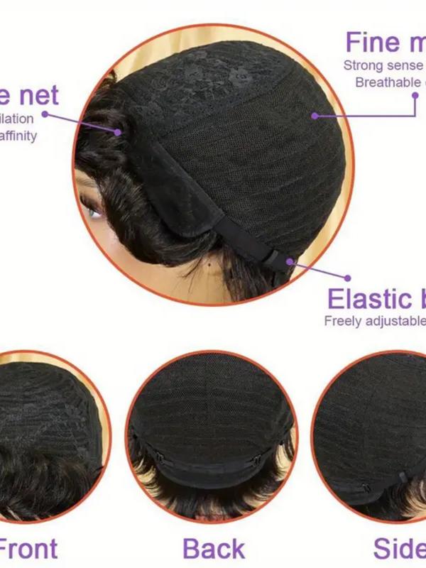 Women's Short Curly Bob Wig, 10-Inch Chicken Rolls Human Hair Elf with Bangs, Full Machine Made, 180% Density, Stylish & Versatile, Real Hair Wigs