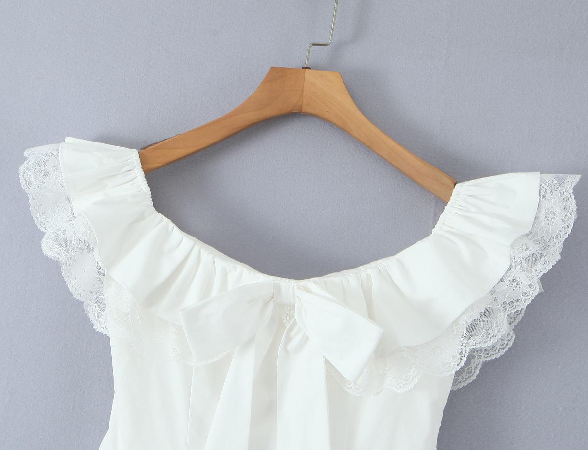 Pure Desire Off-Shoulder Ruffle Sleeve Lace Bow Belt Puffy Princess Dress