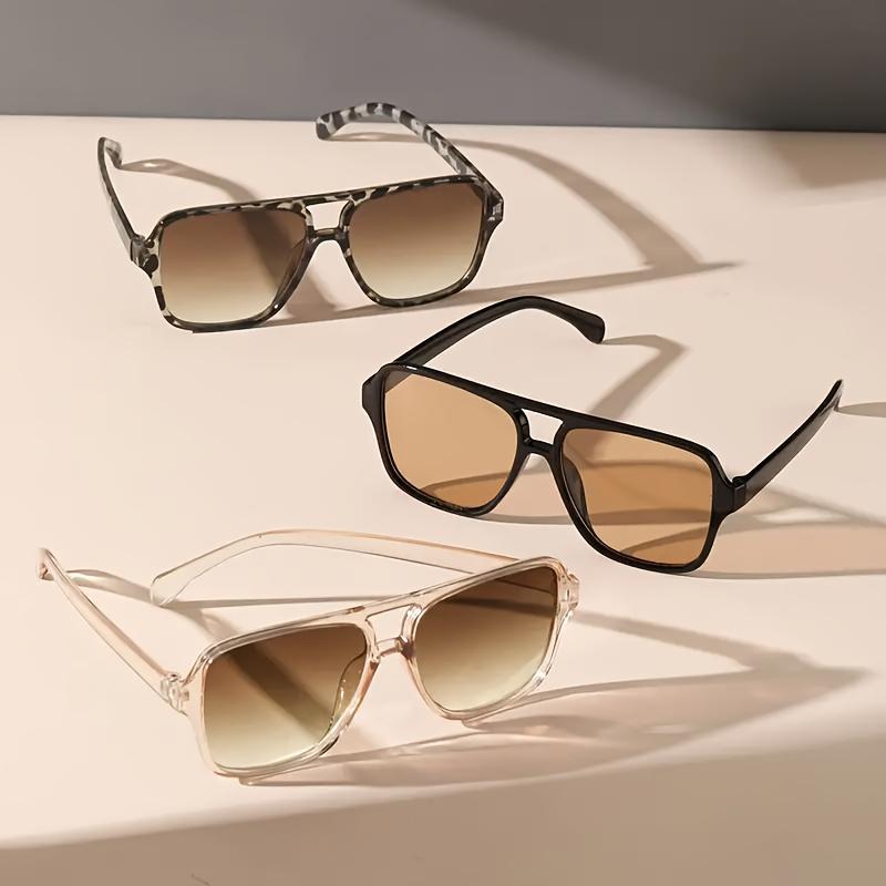 Fashionable Rectangular Plastic Glasses for Women with Leopard Print Detail, Dual Bridge Design, Reflective Lens, PC Material, Ideal for Daily Wear