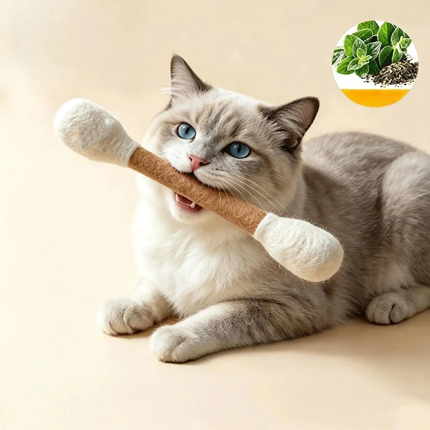 30cm Giant Q-tip Cat Toy with Catnip, Large Size Durable Cotton Felt Swab Kitten Teaser Teeth Cleaning Grinding Biting Stick