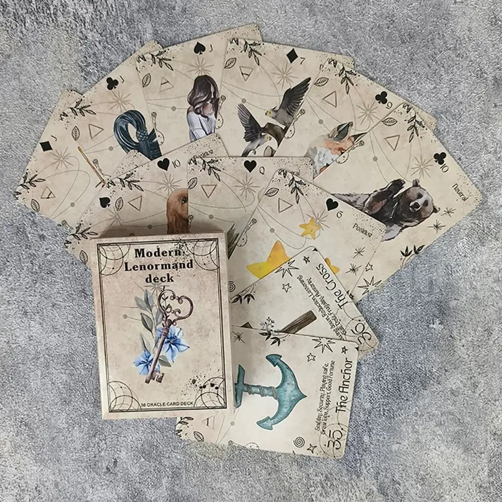 Modern Lenormand Tarot Cards, Vintage Watercolor Oracle Deck, Beginner Friendly Desk Game, Party & Holiday Card Game, Card Game Box