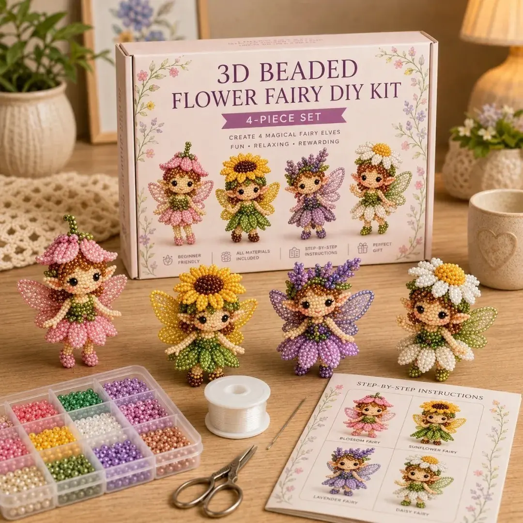 DIY 3D Bead Magic Elf Kit for Beginners, Unique Room Decor, Includes Glass Beads and Pattern Guide, Creative Gift for Craft Enthusiasts