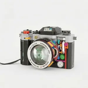 Vintage Camera Building Kit, Realistic Lens Details, for 6 7 8 9 10 12 Year Old Kids, Black White & Pink Options, ABS Creative Construction Bricks, Retro Photography Prop Model, Birthday Gifts, 2026 TikTok Top Rated