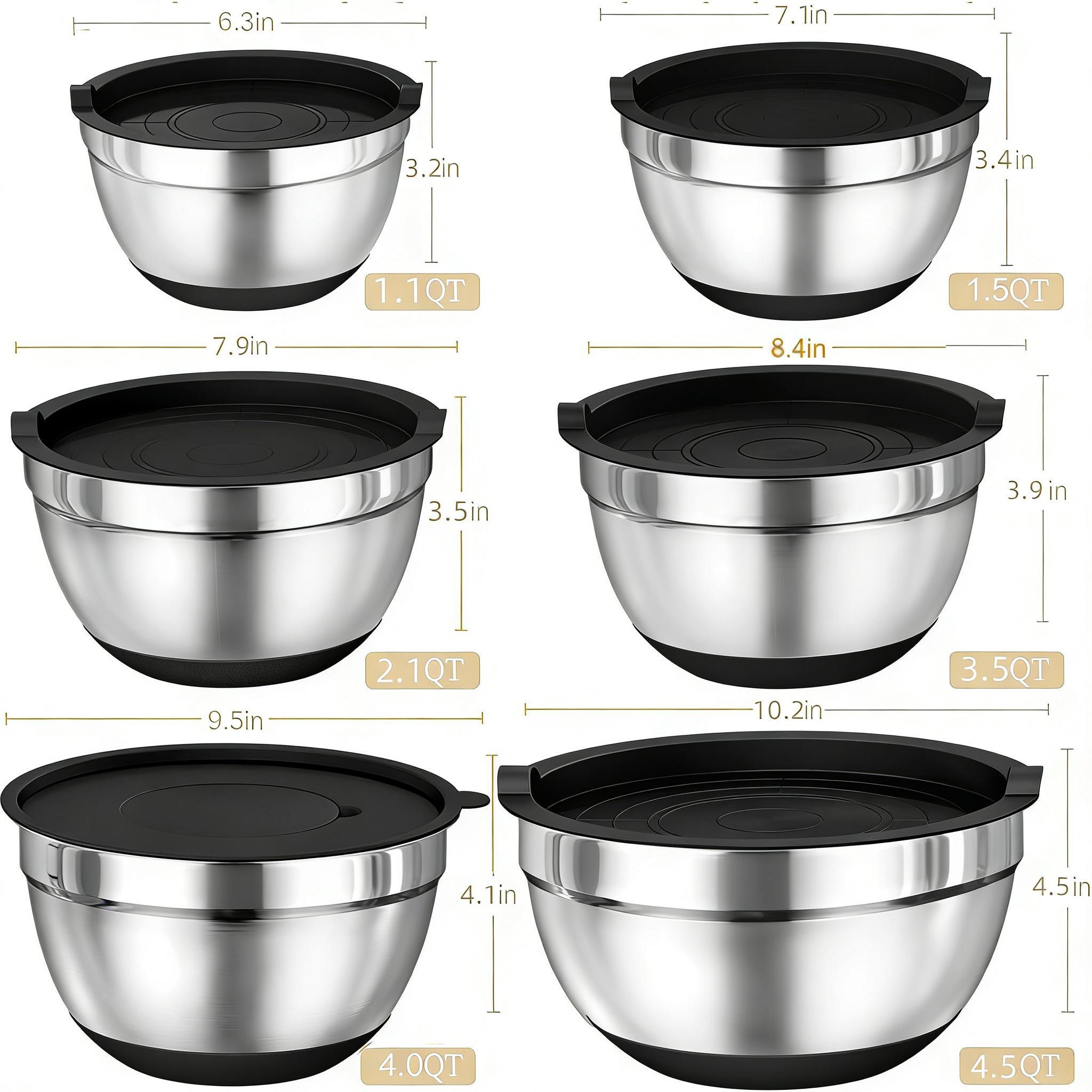 Kitchen Baking & Prep Set 21PCS | Stainless Steel Mixing Bowls, Lids, Graters, Whisk & Utensils, Stackable Organizer