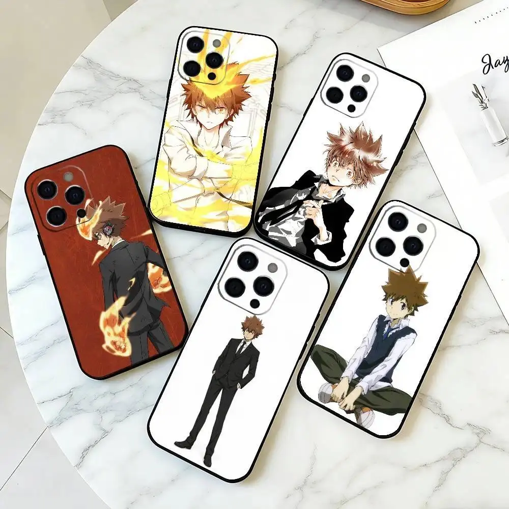 HITMAN REBORN T-Tsunayoshi Sawada Phone Case Soft Black Cover For iPhone 11-17 Pro Max/Plus & Samsung Galaxy S23-S25 Shockproof Case