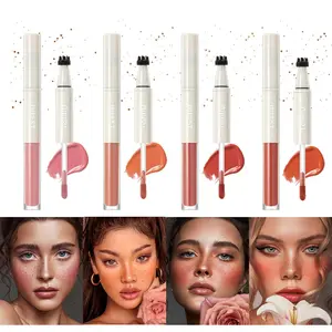 Dual-Head Freckle Blush Pen, Waterproof Long-Lasting Lightweight Natural Look Natural Application, Matte Multi-Use Blush Lip Cheek Tint for Everyday Glam