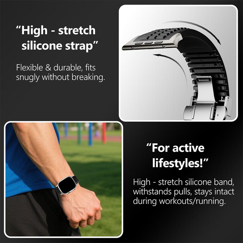 Luxury Strap for Apple Watch Ultra 2 49mm 10 46mm Men's Soft Wristband Compatible with iWatch Series 9, 8, 7, 6, 5, 4, SE 45mm 44mm Fashion Bracelet