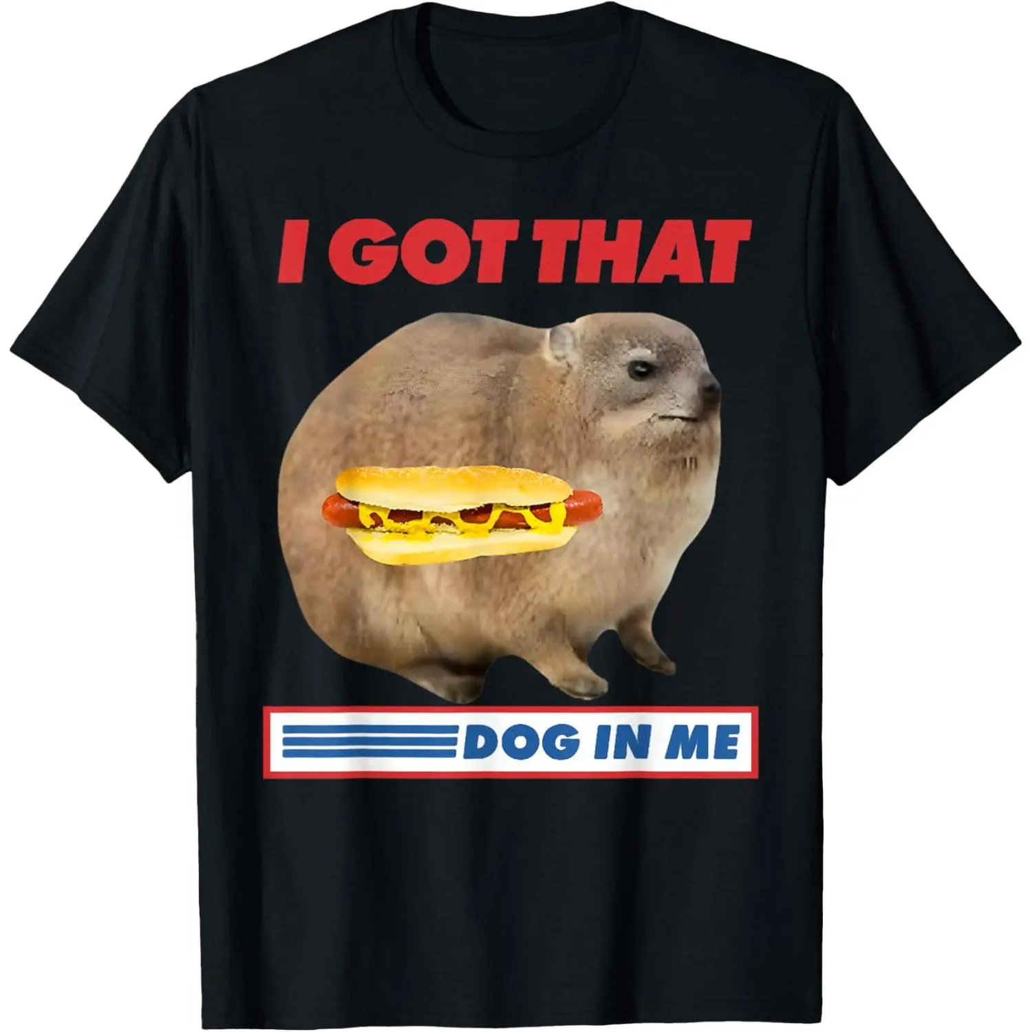 Women's Round Neck Short-Sleeve Hyrax Meme Dog Funny T-Shirt, Casual Womenswear, Menswear