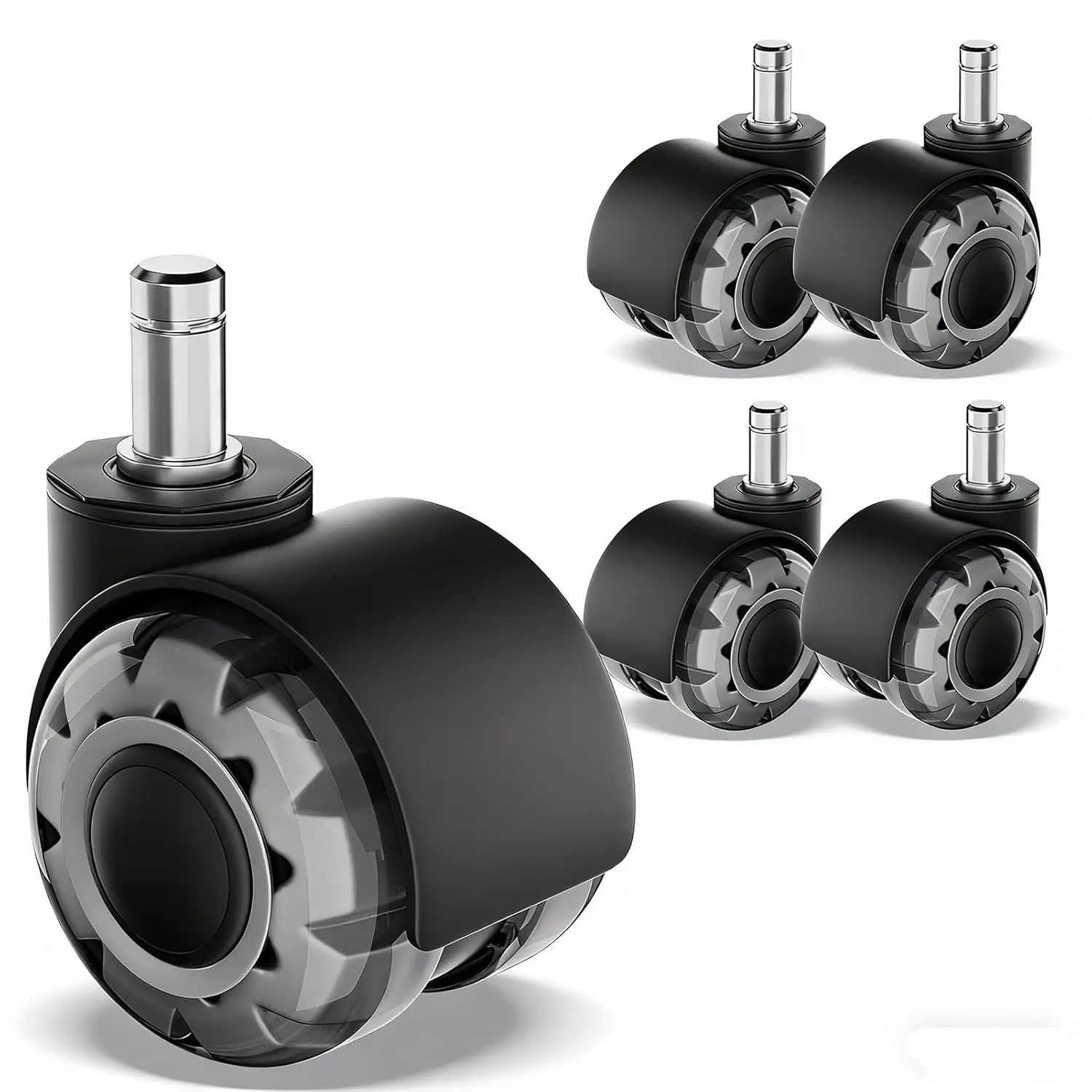 Office Chair Wheels 2" Dual-Wheels Roller Blade Chair Casters, Duty Quiet No Scratch Gaming Chair Wheel for Carpet, Set of 5, Fit/Not for 1KEA