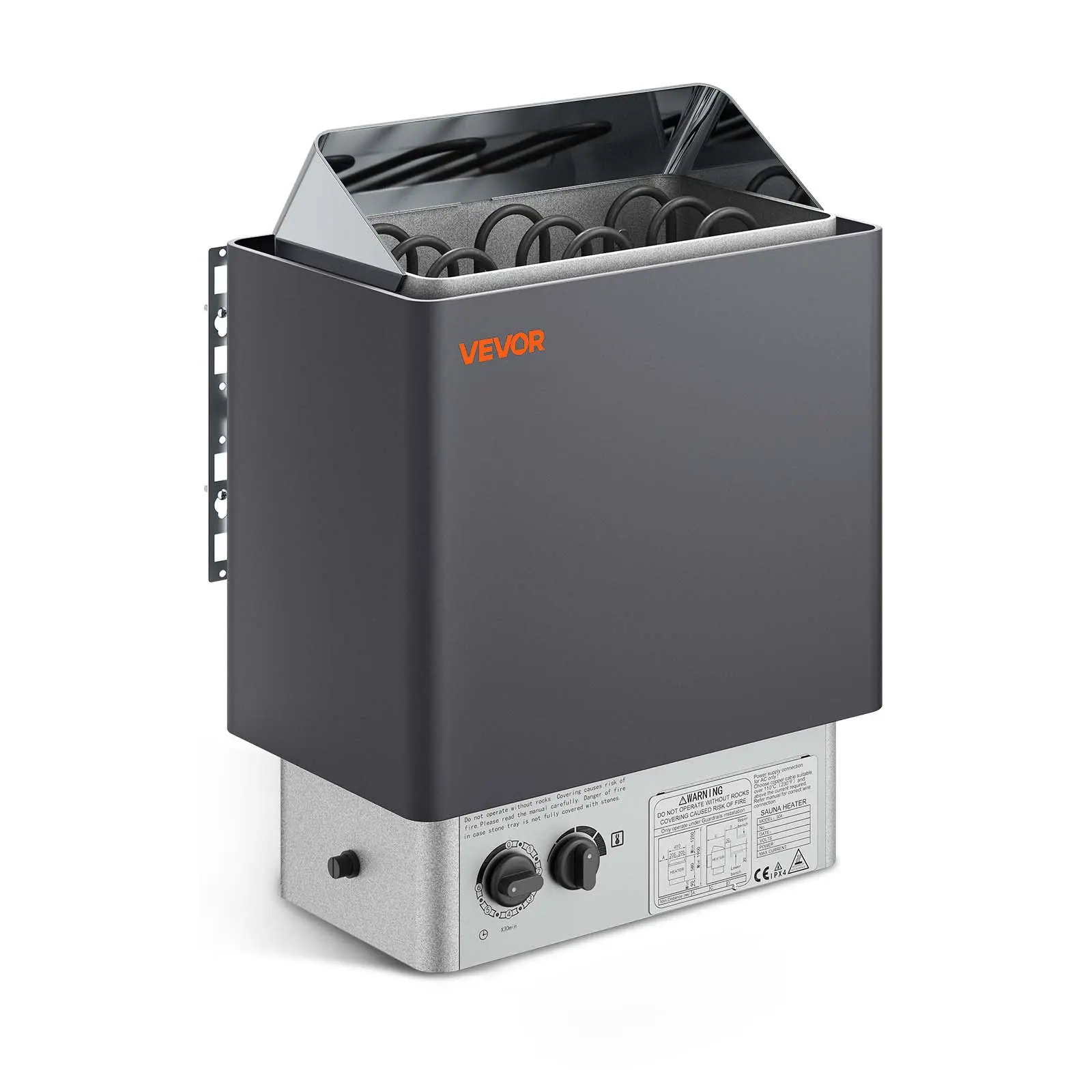 VEVOR Sauna Heater, 4.5KW 220V Electric Sauna Stove, Steam Bath Sauna Heater with Built-In Controls, 3h Timer and Adjustable Temp for Max.105-210 Cubic Feet, Home Hotel Spa Shower Use