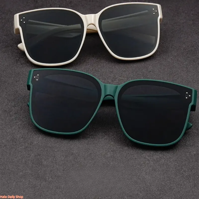 XUH Unisex Nylon Oversized Fit Over Sunglasses - Matte Dark Green Square Frame, Dark Tinted Anti-Glare Lenses, Side Vented Design, Sun Protection Eyewear for Prescription Glasses Wearers, Driving, Sunglasses for Women, Unisex Wear, Wear Over Prescription