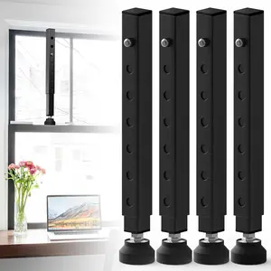 4 Pack Adjustable 11"-18" Small Window Security Bars Short Sliding Window Lock Bar for Child Safety Anti-Theft with Rubber Base for Bathroom Basement Windows Black