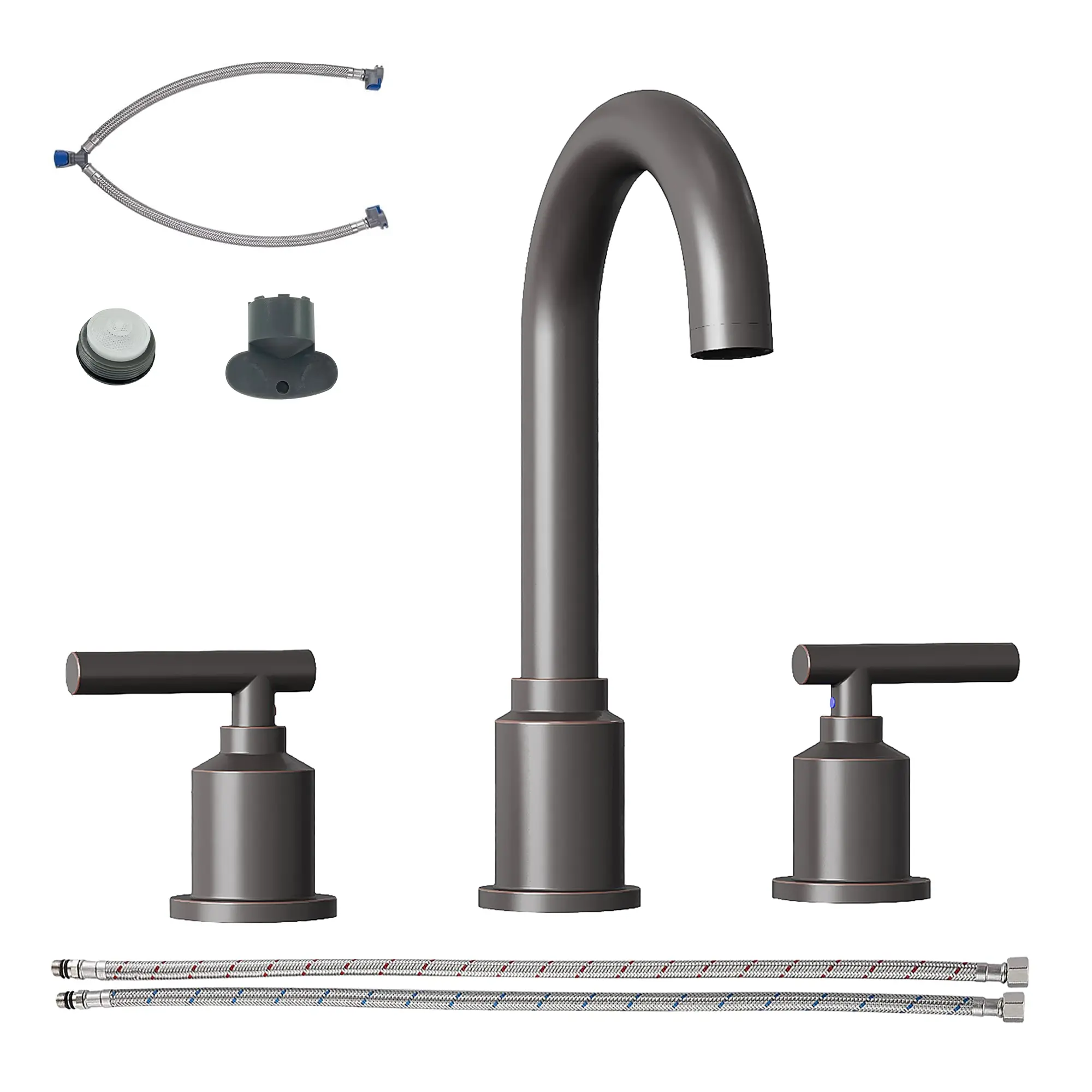 Widespread Bathroom Faucet, 8 Inch 3-Hole Vanity basin Tap, 2-Handle Design, Stainless Steel Pop-Up Drain, Easy Install, Durable