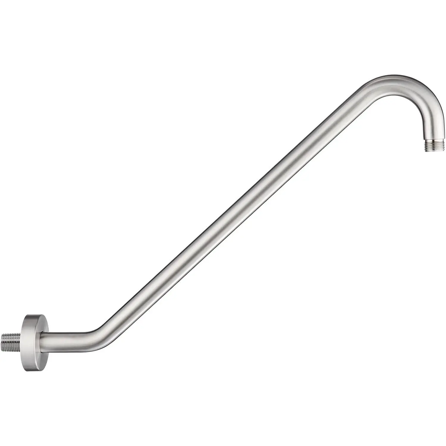Stainless Steel High Rise Modern 17" S-Shaped Shower Extension Arm with Flange, Extra Long Goose Neck Shower Riser Pipe, Standard 1/2" Connection, Brushed Nickel