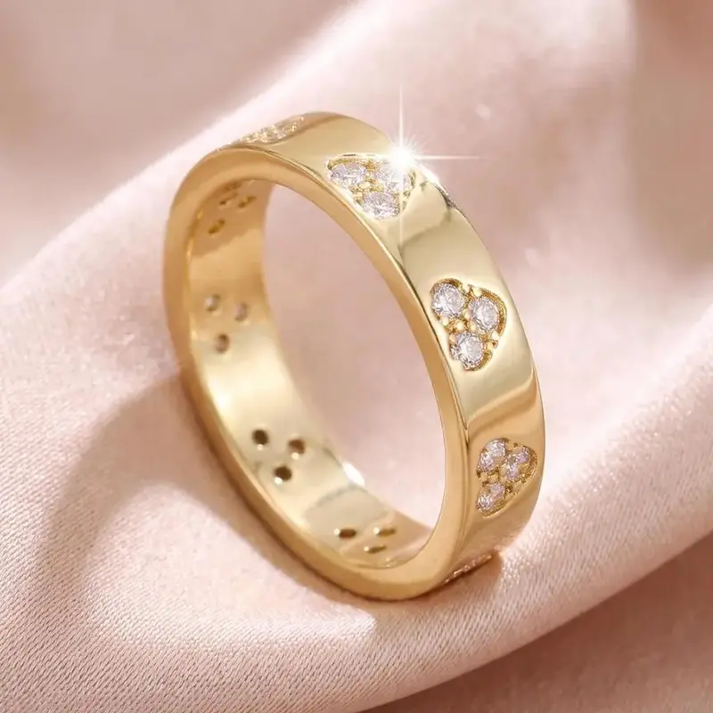 Sweet Love Design Artificial Zircon Rings, Heart Shaped Elegant Engagement Ring, Fashion Accessories for Women for Party, Daily Clothing Decor, Trendy All-match & Exquisite Jewelry for Birthday Gift, Finger Ring