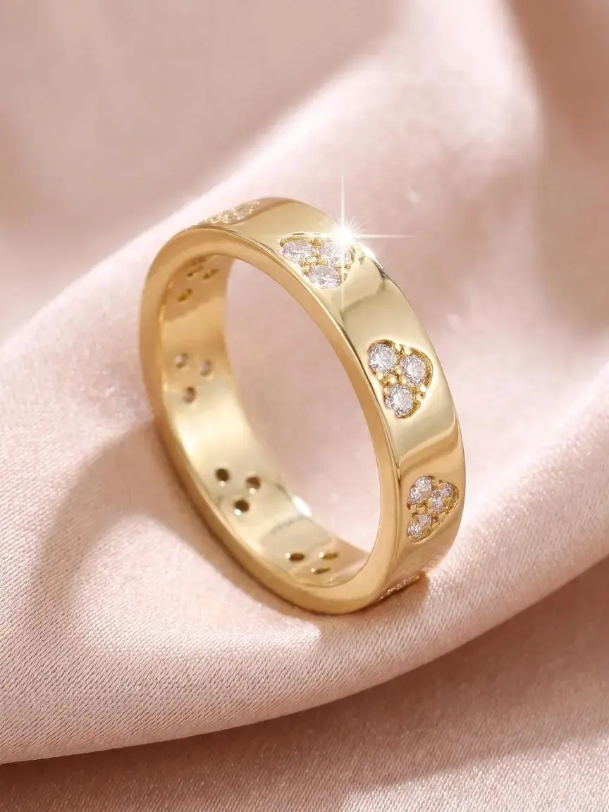 Sweet Love Design Artificial Zircon Rings, Heart Shaped Elegant Engagement Ring, Fashion Accessories for Women for Party, Daily Clothing Decor, Trendy All-match & Exquisite Jewelry for Birthday Gift, Finger Ring