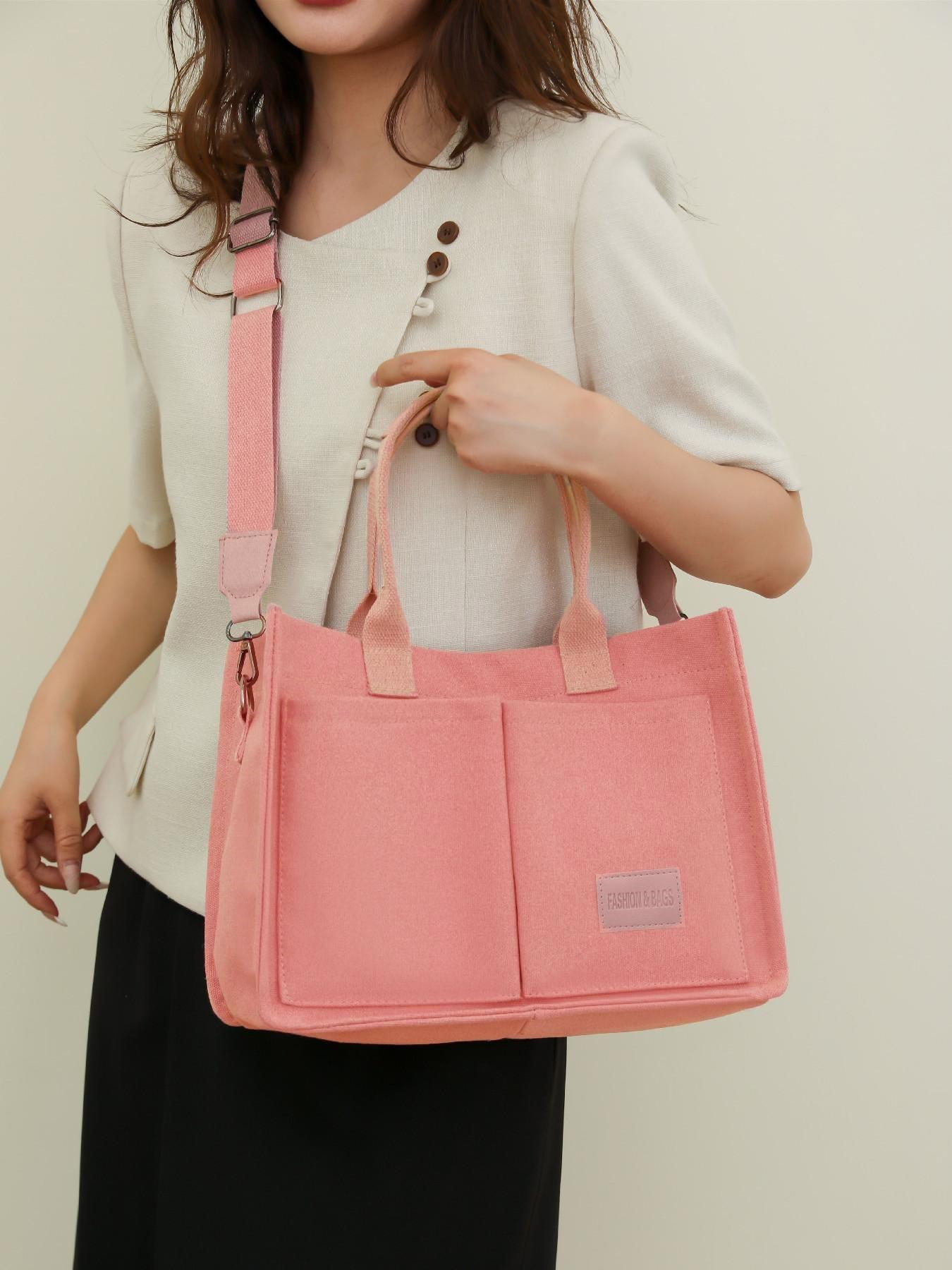 Summer Everything Tote Bag for Women, Plain/Cherry Pattern Work Bag, Everyday Shoulder Bag, Trendy Versatile Commuting Bag, Girl Large Beach Bags