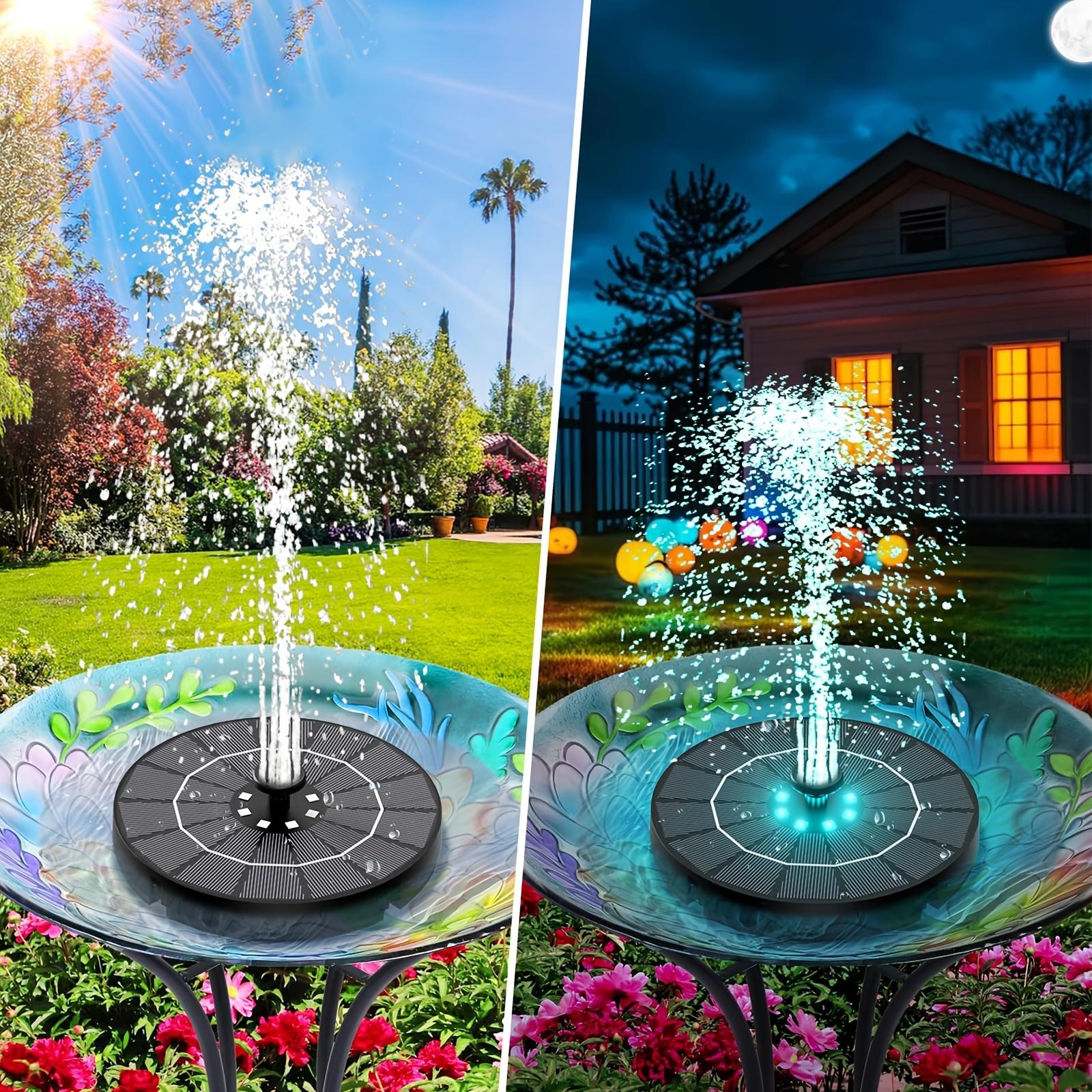 3.5W Solar Bird Bath Fountain with LED Lights, 2-in-1 Auto Color-Changing Water Pump for Garden, Pond, Patio, Kids Outdoor Toy, Bird Attracting Decor, IPX8 Waterproof, Tool-Free Setup