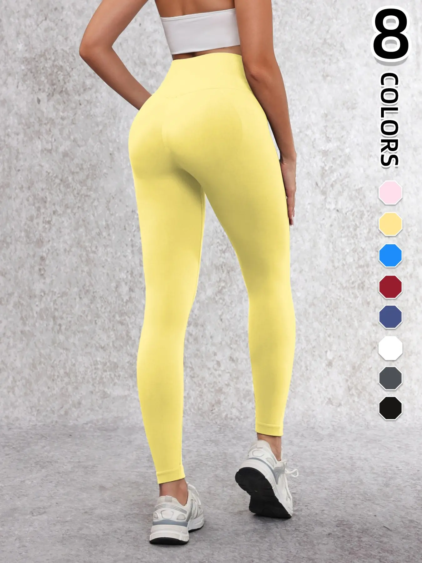Women's Sporty Yoga Pants, High Waist Seamless Knit, Quick-Dry Tight Fit, Plain Surface, All Seasons, Running Shopping Fitness, High Waist Leggings, High Waist Activewear