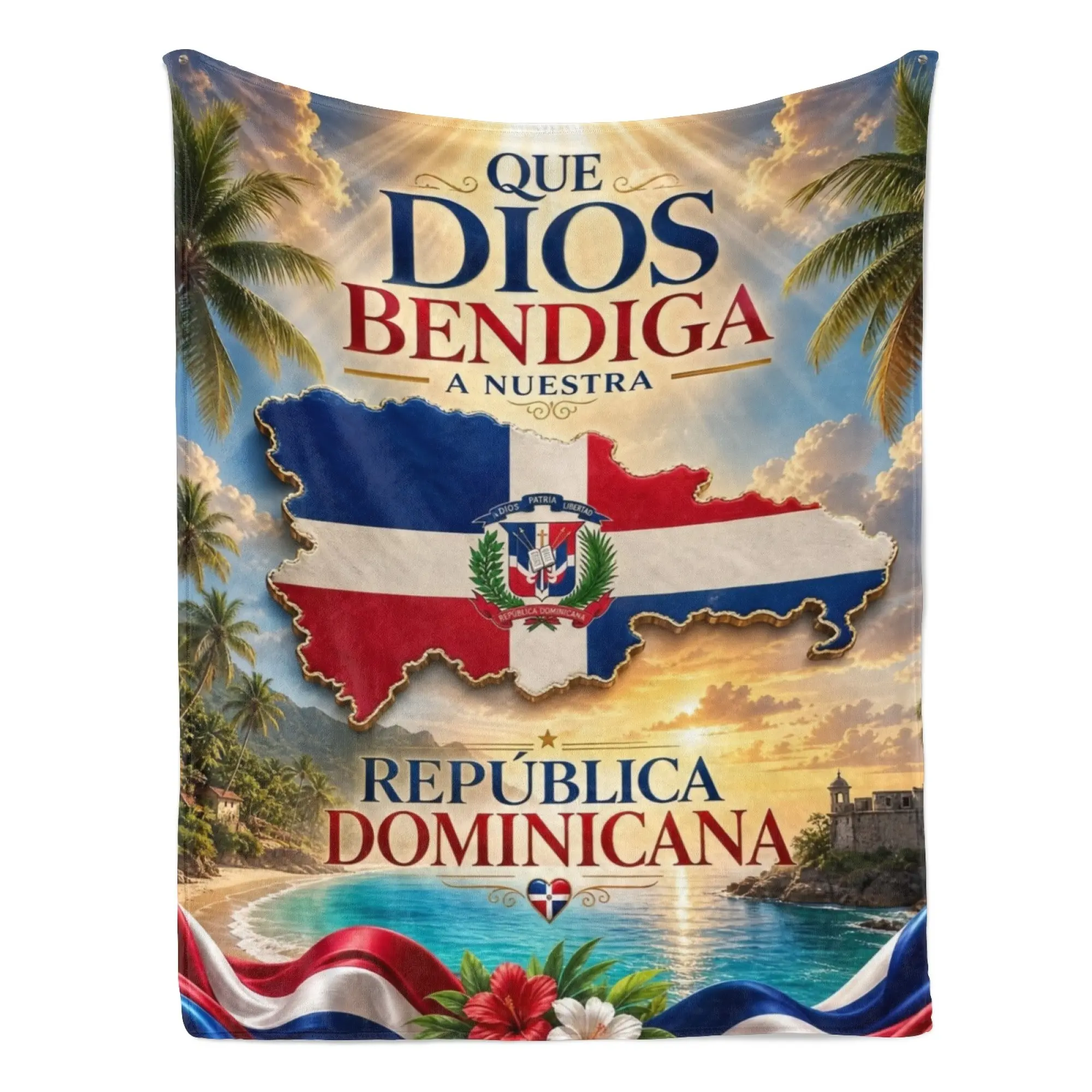 Dominica Republic Flag Fuzzy Flannel Blanket Throw 40"X50", Super Soft Lightweight Blanket Throw for Couch Chair Sofa, Cozy Bed Blanket for Kids Adults Dominican