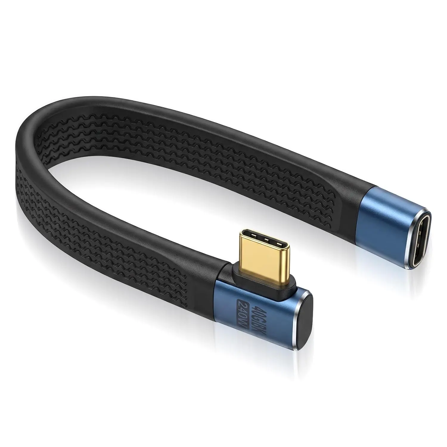 5.5 inch Right Angle USB C Male to Female Extender Cord PD 240W, Flat Short USB C Extension , 40Gbps USB 4.0/3.2/3.1/2.0 Type C Extender  8K/60hz Video for Phone, External SSD, Docking