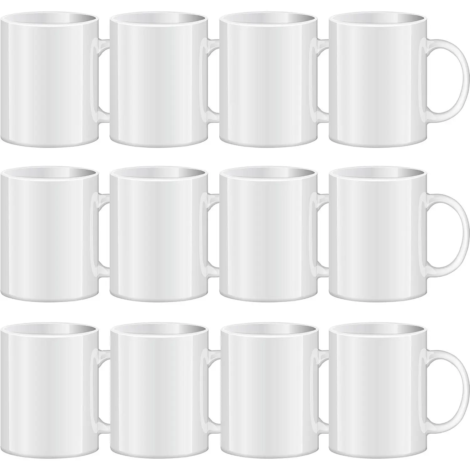Sublimation Blank Mugs, Tazas Para Sublimacion, White Ceramic Sublimation Cups, Bulk Mugs for Coffee, Tea, Latte, Soup, Milk, Hot Cocoa, 11 oz Set of 12