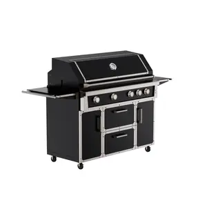 Modern Premium 4-Burner Gas Grill Stainless Steel Electronic Ignition Oxygen Depletion Safety Device Knob Garden Supplies