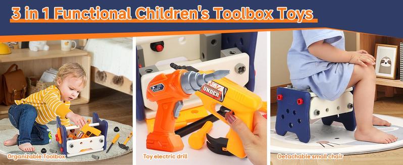 Kids Tool Set - Toddler Tool Kit with Drill, Includes Construction Toys for Boys & Girls Ages 3-6, Ideal for Christmas and Birthday Gifts