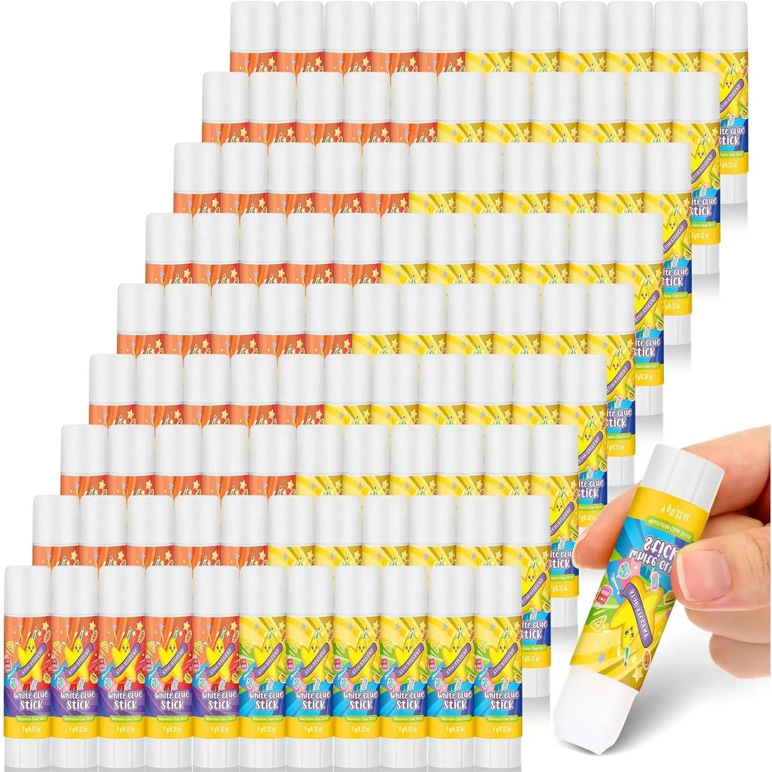 200 Pcs White Glue Sticks for Classroom 0.32 oz Washable Glue Stick for Crafts Back to School Gifts First Day Sets Classroom Prize Party Supplies Scrapbooking Crafting (Star)