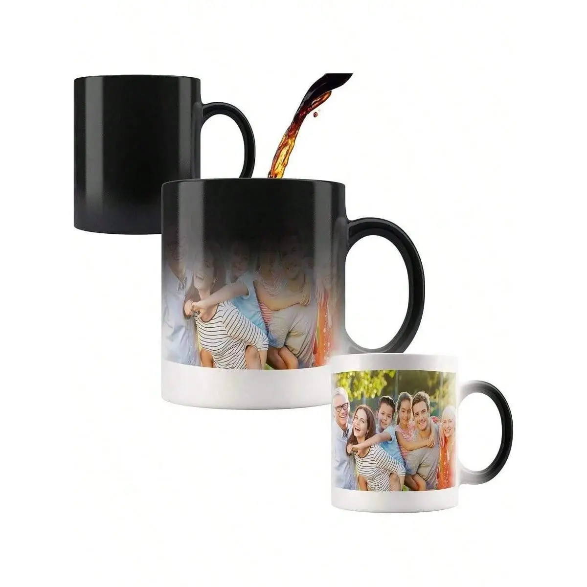 Custom Color Changing Magic Mug 11oz, Personalized Heat Sensitive Morphing Coffee Cup With Photo Text Logo, Customised Heat Reactive Ceramic Tea Mugs For Birthday Wedding Anniversary Christmas Valentines Day Gift For Family Friends, 1Pc
