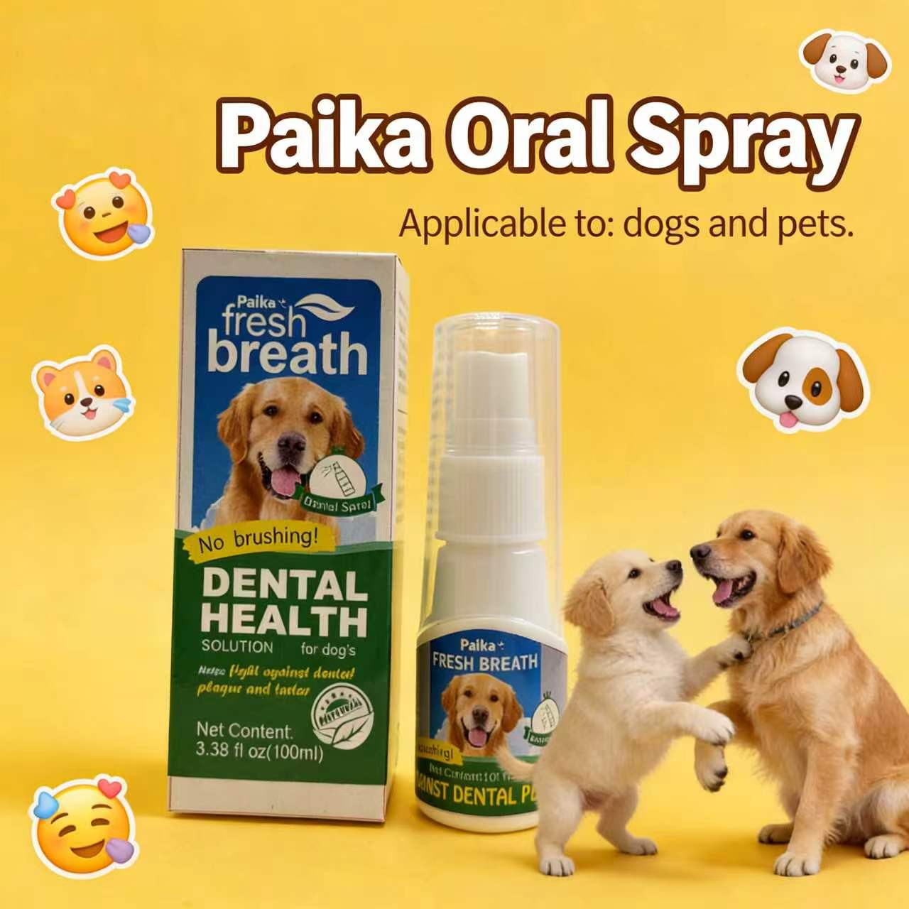 Paika Pet Dog Oral Spray, Liquid Mouth Care for Dogs, Single Item Pack, Ca Prop 65 Compliant, No Harmful Chemicals