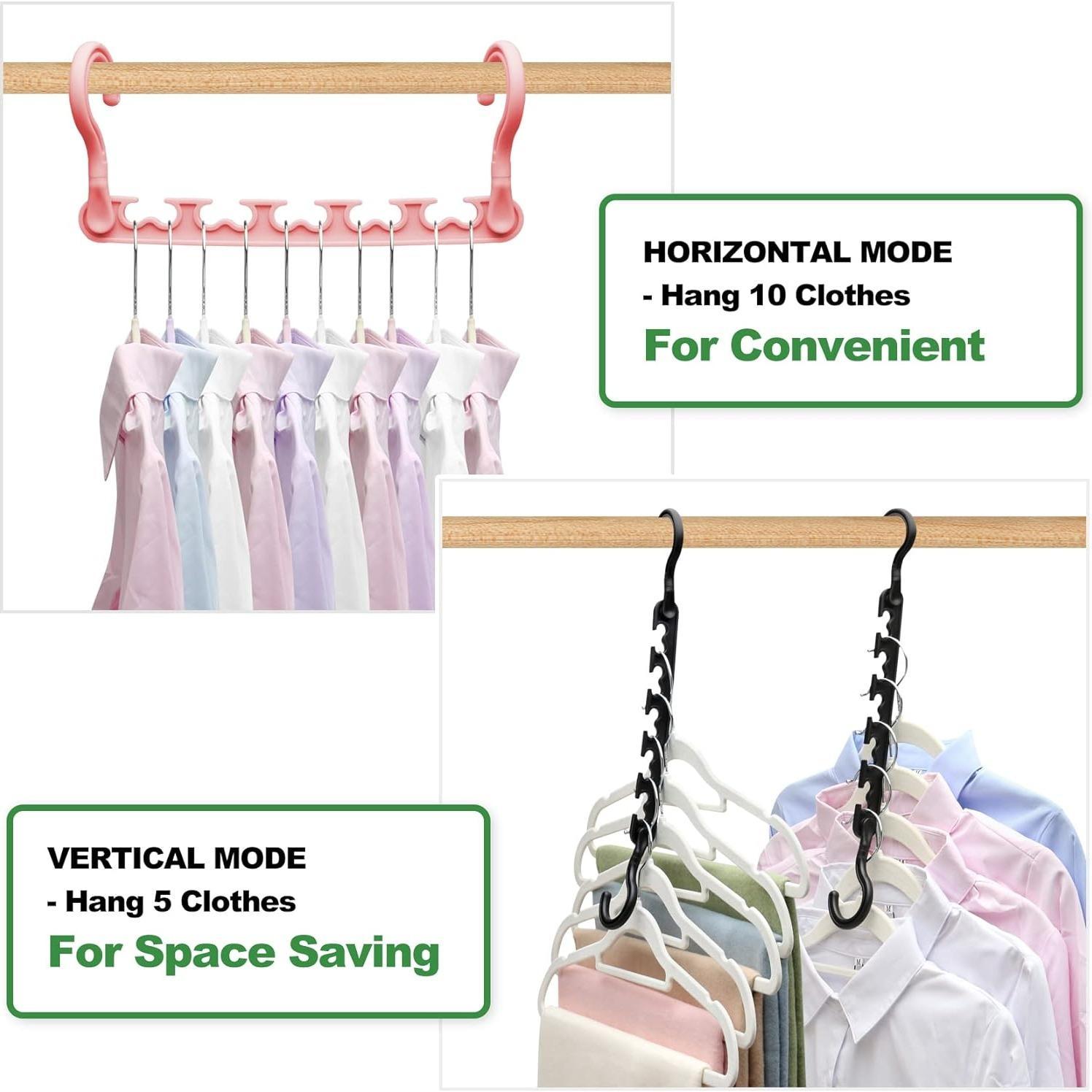 5/10/20Pcs Rotatable Clothes Hanger, Foldable Clothes Hanger With Hook, Space Saving Hanging Clothes Hanger For Dormitory, Home Organizer, Summer for Gift 5/10/20Pcs Rotatable Clothes Hanger, Foldable Clothes Hanger With Hook, Space Saving Hanging Clothes Hanger For Dormitory, Home Organizer, Summer for Gift