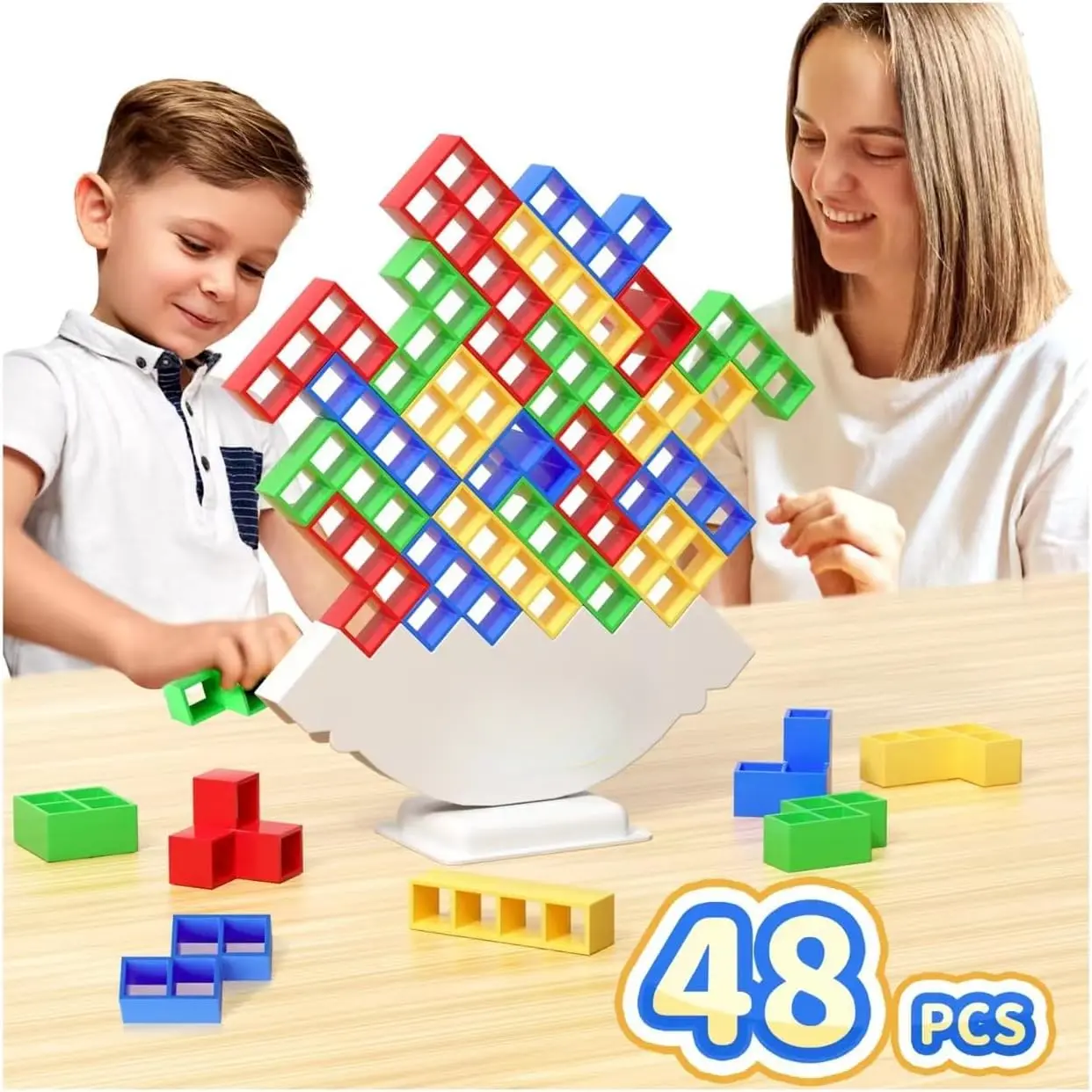 48 Pcs Game Gifts, Balance Stacking Blocks Game,Perfect  Family, Parties, Travel,Boys Girls Gifts,Novelty Toy Gift  Kids or Friends New model