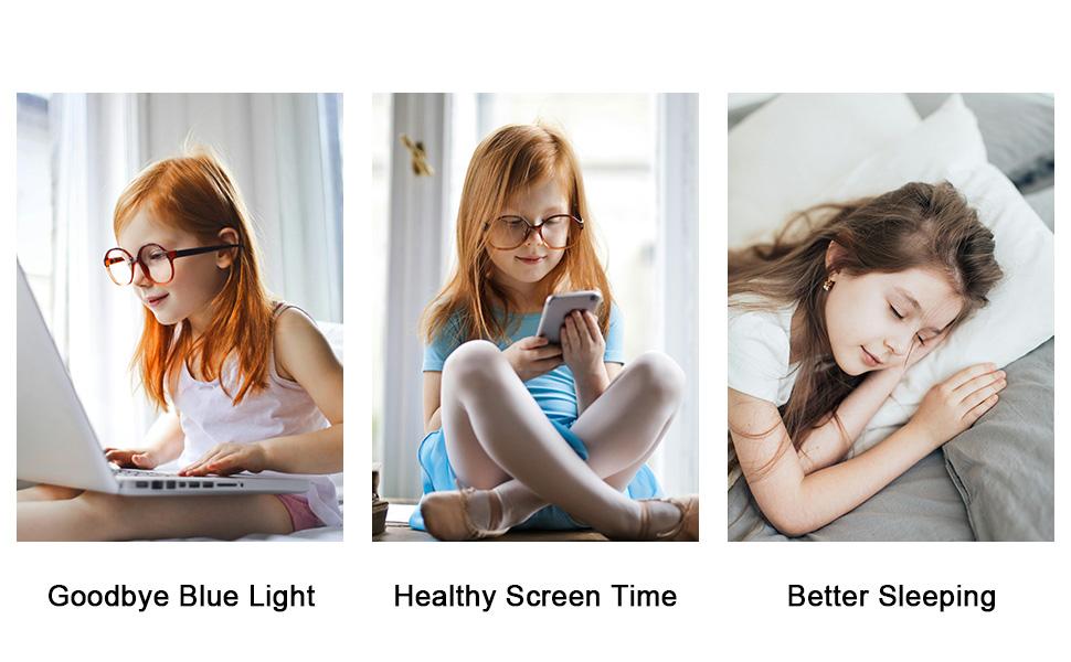 Blue Light Blocking Glasses for Girls Boys, Anti Bluelight Clear Reading Glasses, Computer Fake Glasses UV400