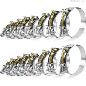 T-Bolt Hose Clamp Set, 14 count Heavy-Duty Turbo Intake Radiator Hose Clamps, 304 Stainless Steel, Sizes 1" (32-37mm) to 3" (83-91mm)CC29HandyToolPro