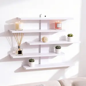 Style 5-Tier Wall Shelf, Minimalist Geometric Design, Perfect for Cosmetics, Fragrances, Collectibles, Tiktok Trendy Storage Solution