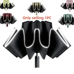 Automatic Windproof Rainproof Umbrella for UV Protection & Rain, Large Folding Design with Reflective Edges, Portable & Durable for Men & Women, Lightweight Foldable Wind Resistant Umbrella