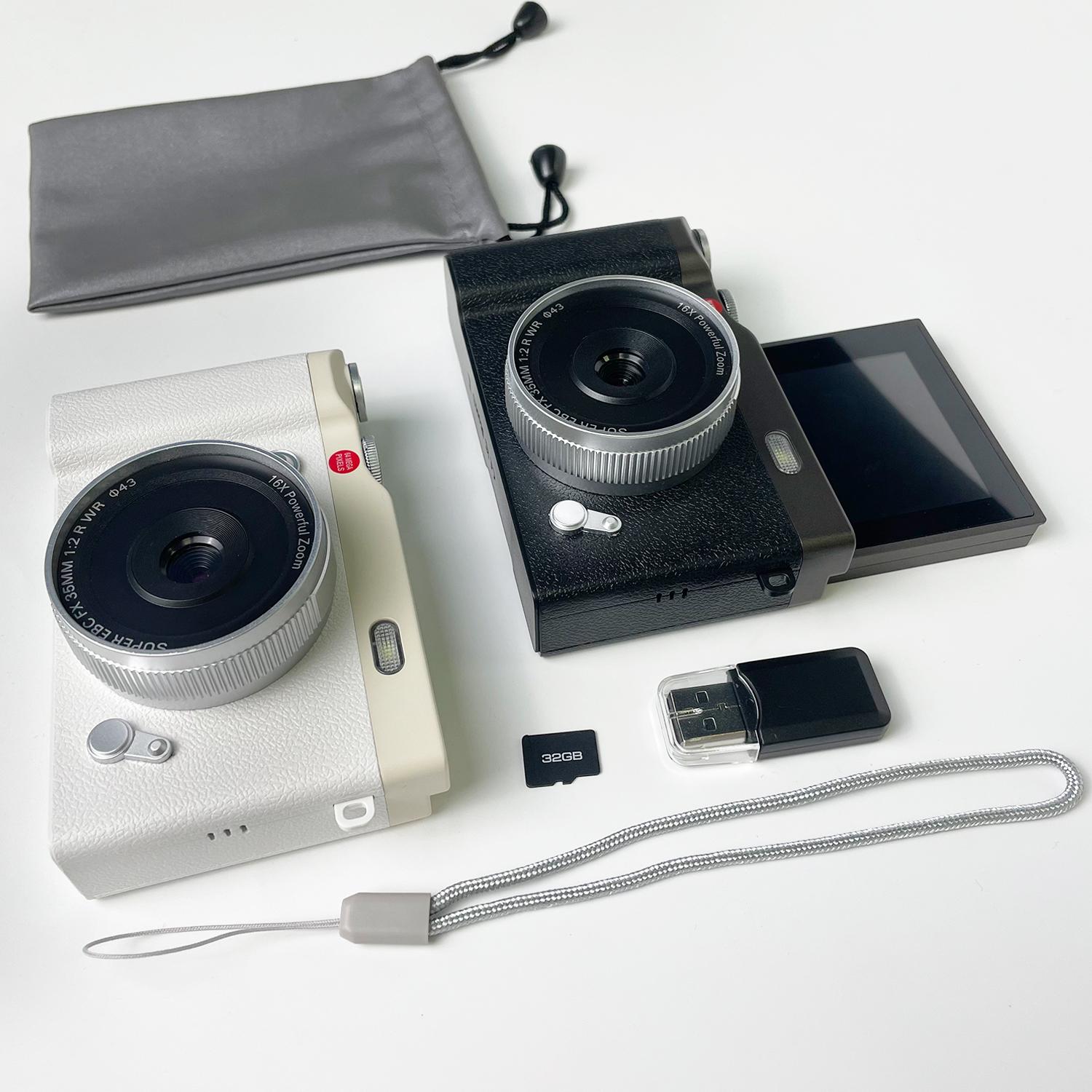 180° Degree Flip Cover, 1080P Pixel Fashion Retro Style, Multiple Filters Included, Comes with Storage Bag & 32GB Memory Card Reader, Electronic Portable Camera