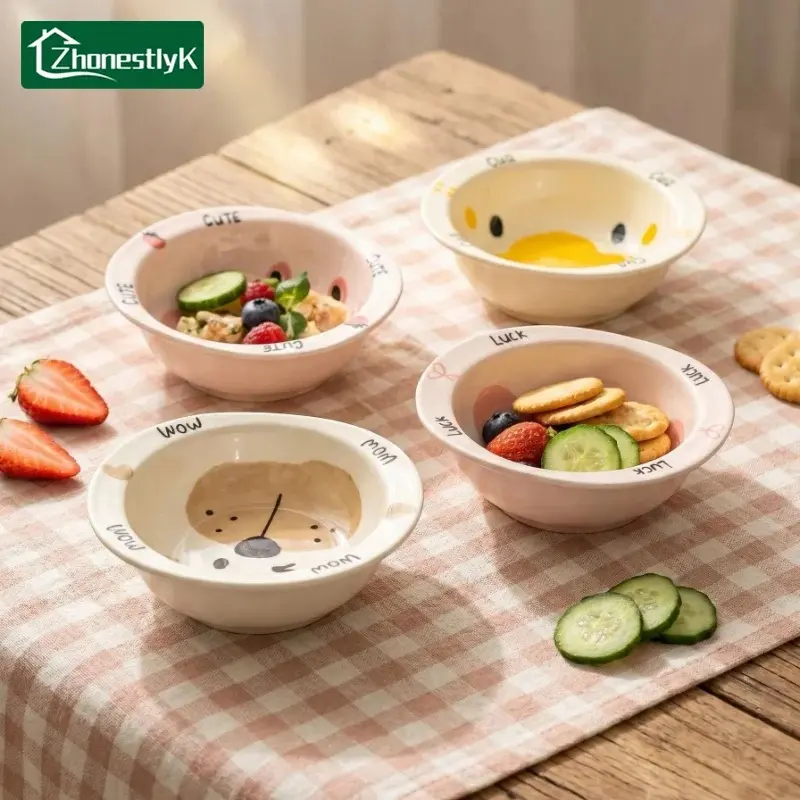 4Pcs Cute Animal Ceramics Sauce Dish Cartoon Seasoning Plates Bowl Table Service Soy Vinegar Dishes Hot Pot Dipping Wholesale